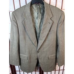 Kuppenheimer 100% wool blazer olive with faint burgundy lines, men’s 44R